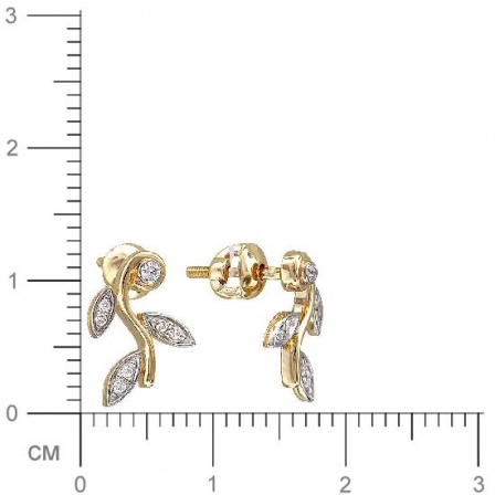 Серьги Веточки с бриллиантами из желтого золота (арт. 328364)
