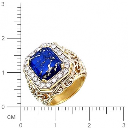 Кольцо с бриллиантами, лазуритом из комбинированного золота 750 пробы (арт. 328573)