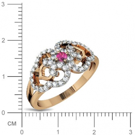 Кольцо с бриллиантами, рубином из красного золота (арт. 329721)