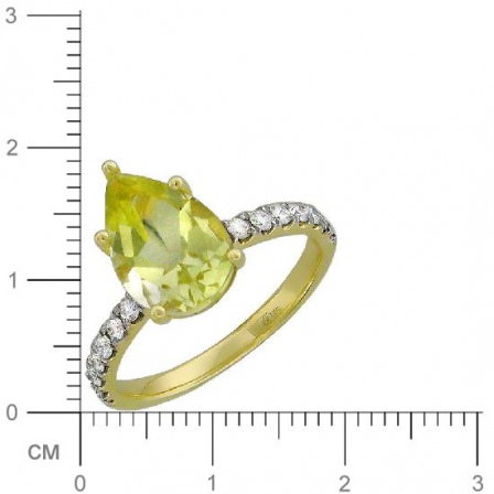Кольцо с бриллиантами, кварцем из желтого золота (арт. 329738)
