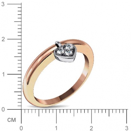 Кольцо с подвеской Сердце с бриллиантами из комбинированного золота (арт. 329748)