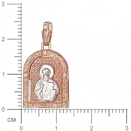 Подвеска-иконка "Ангел-Хранитель" с фианитами из комбинированного золота (арт. 330004)