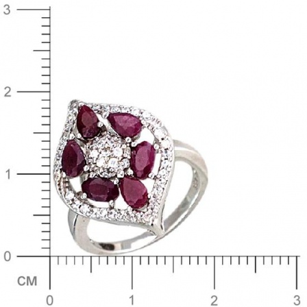 Кольцо с корундами, фианитами из серебра (арт. 331841)