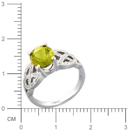 Кольцо с бриллиантами, хризобериллом из белого золота 750 пробы (арт. 332099)