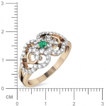 Кольцо с бриллиантами, изумрудом из красного золота (арт. 332143)