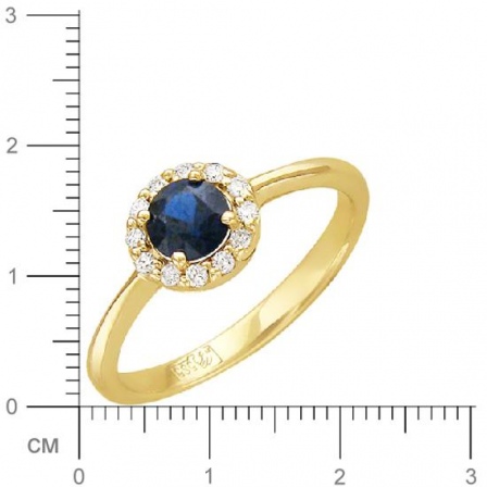 Кольцо с бриллиантами, сапфиром из желтого золота (арт. 332151)