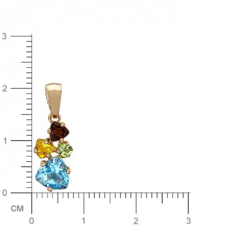 Подвеска с гранатом, топазом, хризолитом, цитрином из красного золота (арт. 332944)