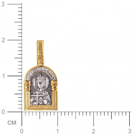 Подвеска-иконка "Святая Ирина" из чернёного серебра с позолотой (арт. 332974)