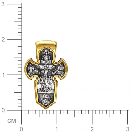 Крестик из чернёного серебра с позолотой (арт. 332996)