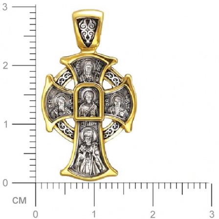 Крестик из чернёного серебра с позолотой (арт. 333014)