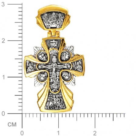 Крестик из чернёного серебра с позолотой (арт. 333030)