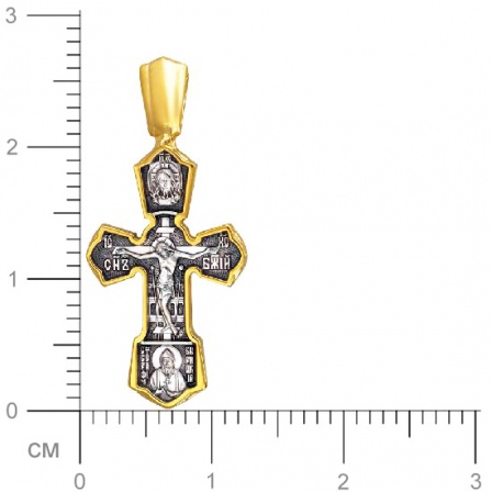 Крестик из чернёного серебра с позолотой (арт. 333034)