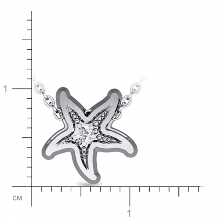 Подвеска Морская звезда с бриллиантом из белого золота (арт. 333076)