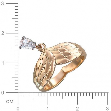 Кольцо с подвеской Крылья с фианитом из комбинированного золота (арт. 333940)
