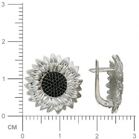 Серьги Цветы с фианитами из серебра (арт. 334507)