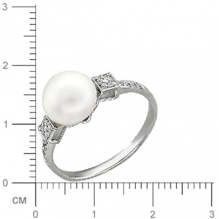 Кольцо с фианитами, жемчугом из серебра (арт. 334838)