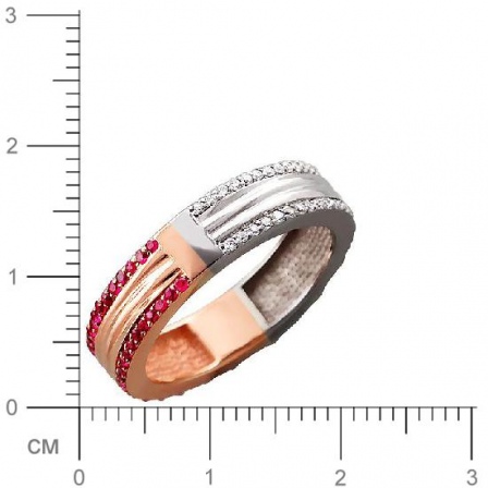 Кольцо с бриллиантами, рубинами из комбинированного золота (арт. 335998)