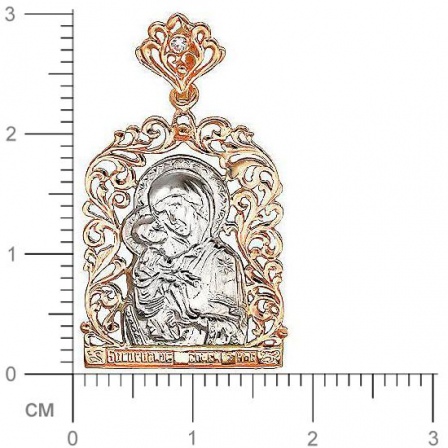 Подвеска-иконка "Богородица Владимирская" с фианитом из комбинированного (арт. 336015)