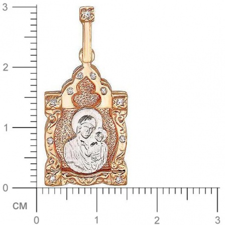 Подвеска-иконка "Богородица Казанская" с фианитами из комбинированного (арт. 336016)