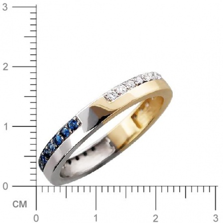 Кольцо с бриллиантами, сапфирами из комбинированного золота (арт. 336164)