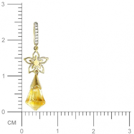 Подвеска Цветок с фианитами, цитрином из желтого золота (арт. 336515)