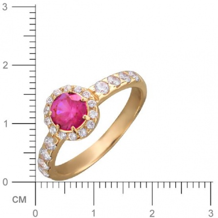 Кольцо с рубином, фианитами из красного золота (арт. 336676)