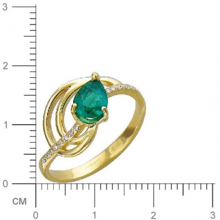 Кольцо с бриллиантами, изумрудом из желтого золота (арт. 337080)