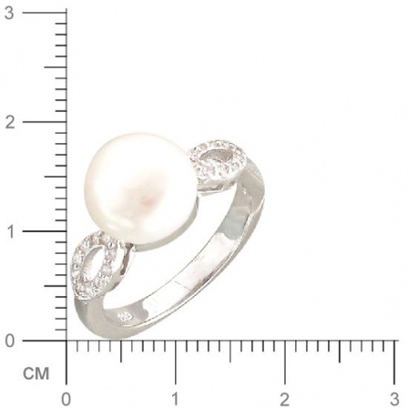 Кольцо с жемчугом, фианитами из серебра (арт. 337219)