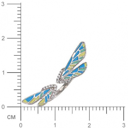 Кольцо Бабочка с фианитами из серебра (арт. 337851)