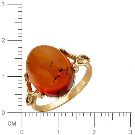 Кольцо с янтарем из серебра с позолотой (арт. 337923)