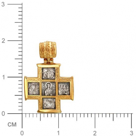 Крестик из чернёного серебра с позолотой (арт. 338066)