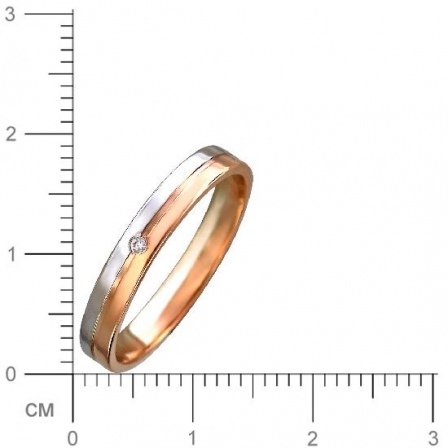 Кольцо с фианитом из комбинированного золота (арт. 341153)