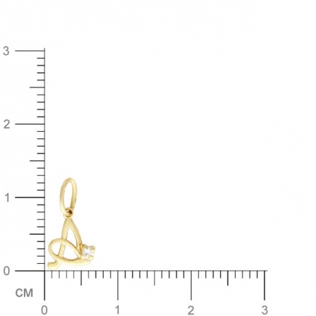Подвеска буква "А" с фианитом из красного золота (арт. 341518)