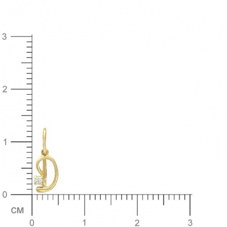 Подвеска буква "Д" с фианитом из красного золота (арт. 341521)