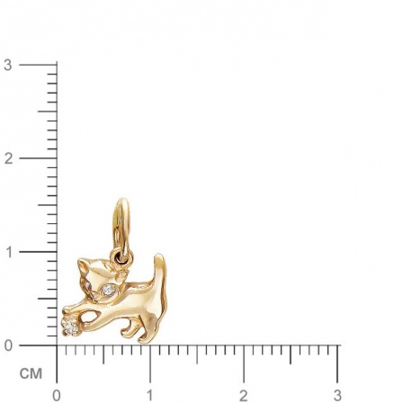 Подвеска Кошка с фианитами из красного золота (арт. 341545)