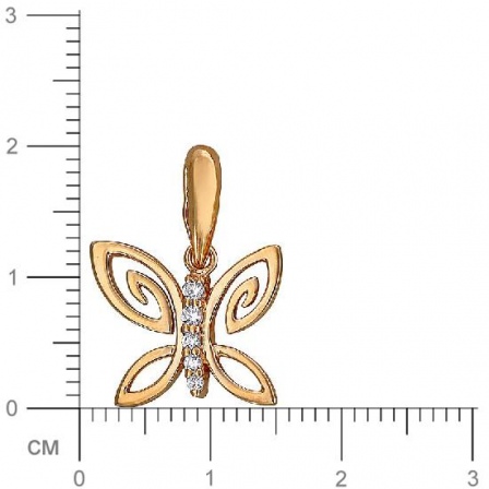 Подвеска Бабочка с фианитами из красного золота (арт. 341634)