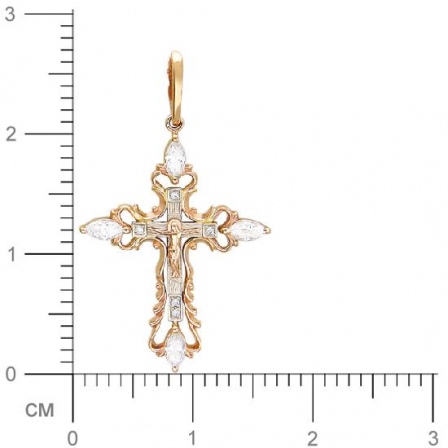 Крестик с фианитами из комбинированного золота (арт. 342770)