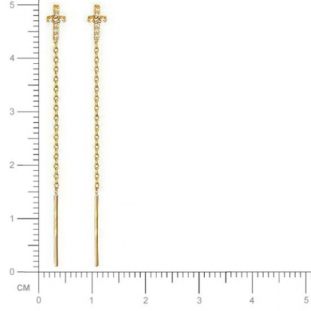 Серьги Крестики с фианитами из красного золота (арт. 343183)