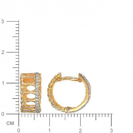 Серьги с фианитами из красного золота. Диаметр 13 мм. (арт. 343251)