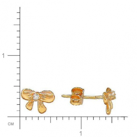 Серьги Бантики с фианитами из красного золота (арт. 343253)