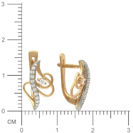 Серьги с фианитами из комбинированного золота (арт. 343382)
