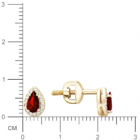 Серьги Капли с гранатами, фианитами из красного золота (арт. 343463)