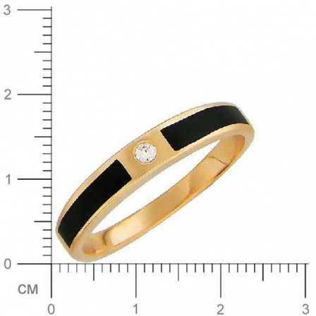 Кольцо с фианитом, ониксами из красного золота (арт. 344583)