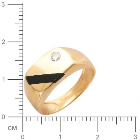 Кольцо с фианитом, ониксом из красного золота (арт. 344594)