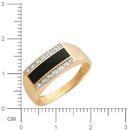 Кольцо с фианитами, ониксом из красного золота (арт. 344599)
