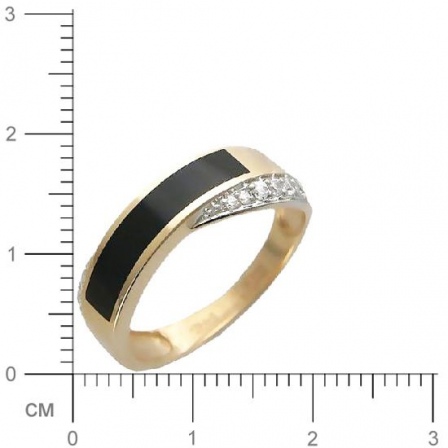 Кольцо с фианитами, ониксом из красного золота (арт. 344601)