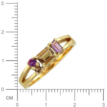 Кольцо с аметистами, раухтопазами из желтого золота (арт. 345886)