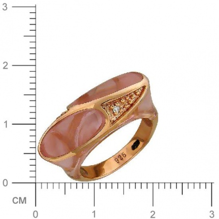 Кольцо с ювелирным стеклом, фианитом из серебра (арт. 346162)