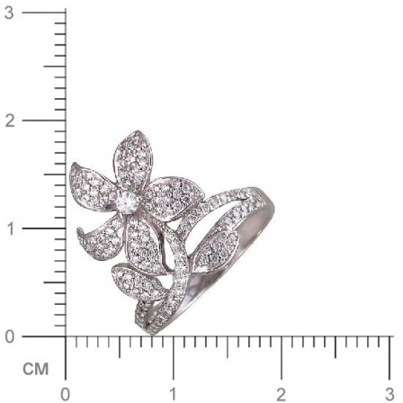 Кольцо Цветок с фианитами из серебра (арт. 346966)