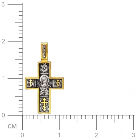 Крестик из чернёного серебра с позолотой (арт. 347341)